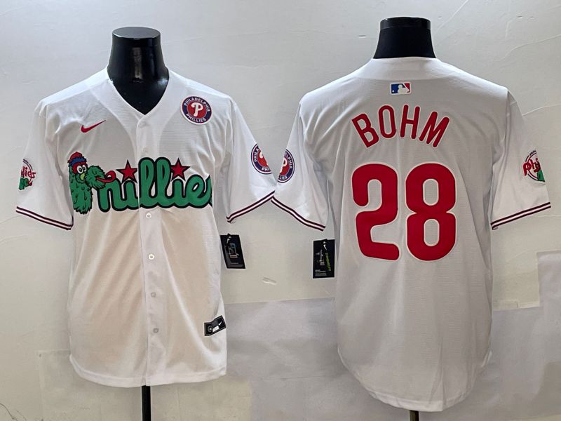 Men Philadelphia Phillies #28 Bohm White three generations Joint Name Nike 2025 MLB Jersey style 5